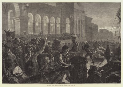 Halak kirakodása a Billingsgate piacon alkotó: Charles J. Staniland